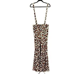 Out of Order Women’s Cheetah Bell Bottom Jumpsuit Size Large NEW